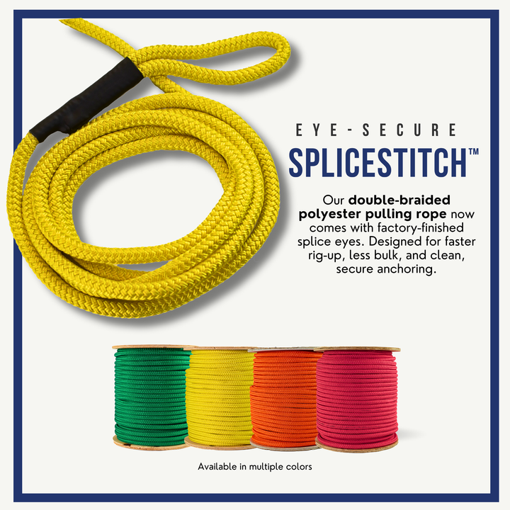 Polyester Double Braided Pulling Rope with Splice Pulling Eyes