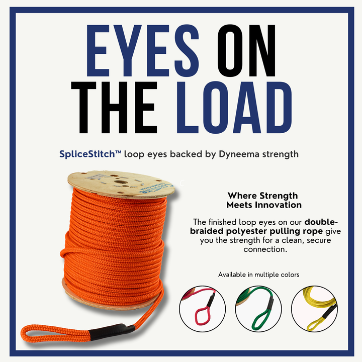 Polyester Double Braided Pulling Rope with Splice Pulling Eyes